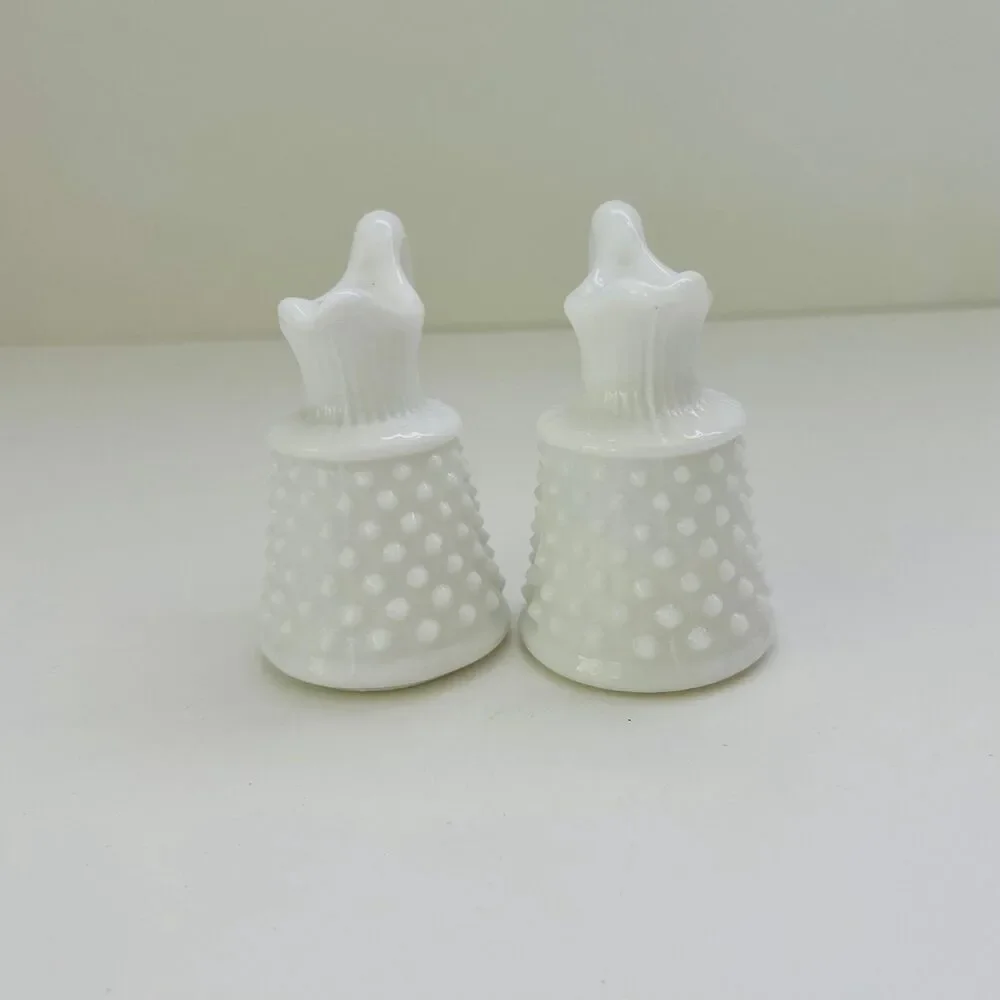 FENTON White Milk Glass Hobnail Pattern Oil & Vinegar Cruets